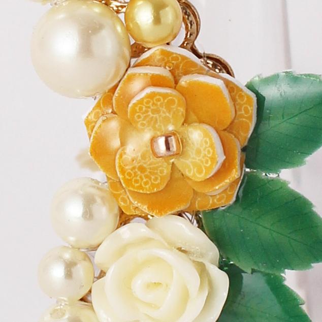 リンゴのレース柄のバラ アシンメトリー リング（イエロー） | 2枚目