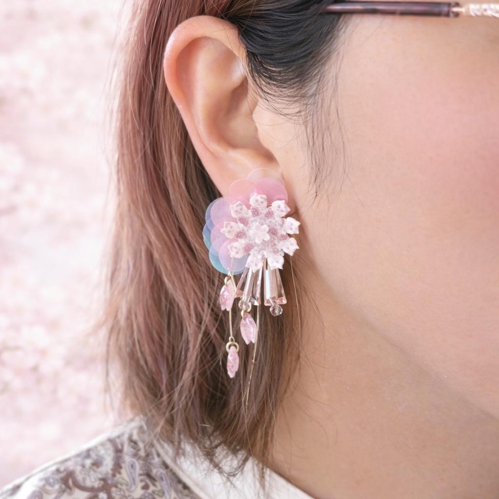 桜×ねこ 2wayアシンメトリーピアス／イヤリング｜揺れる春の猫アクセサリー | 11枚目