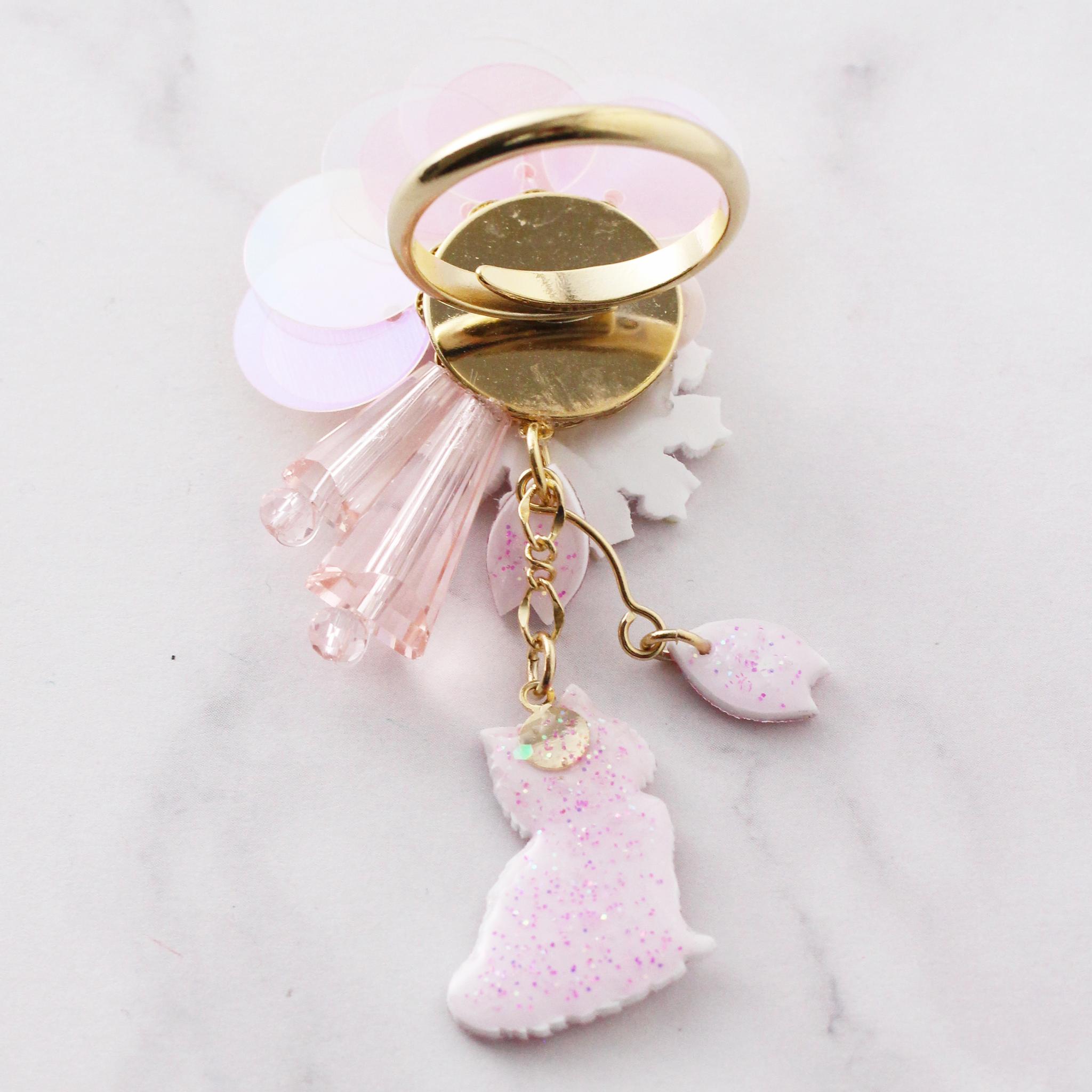 桜×ねこ リング｜揺れる春の猫アクセサリー | 4枚目