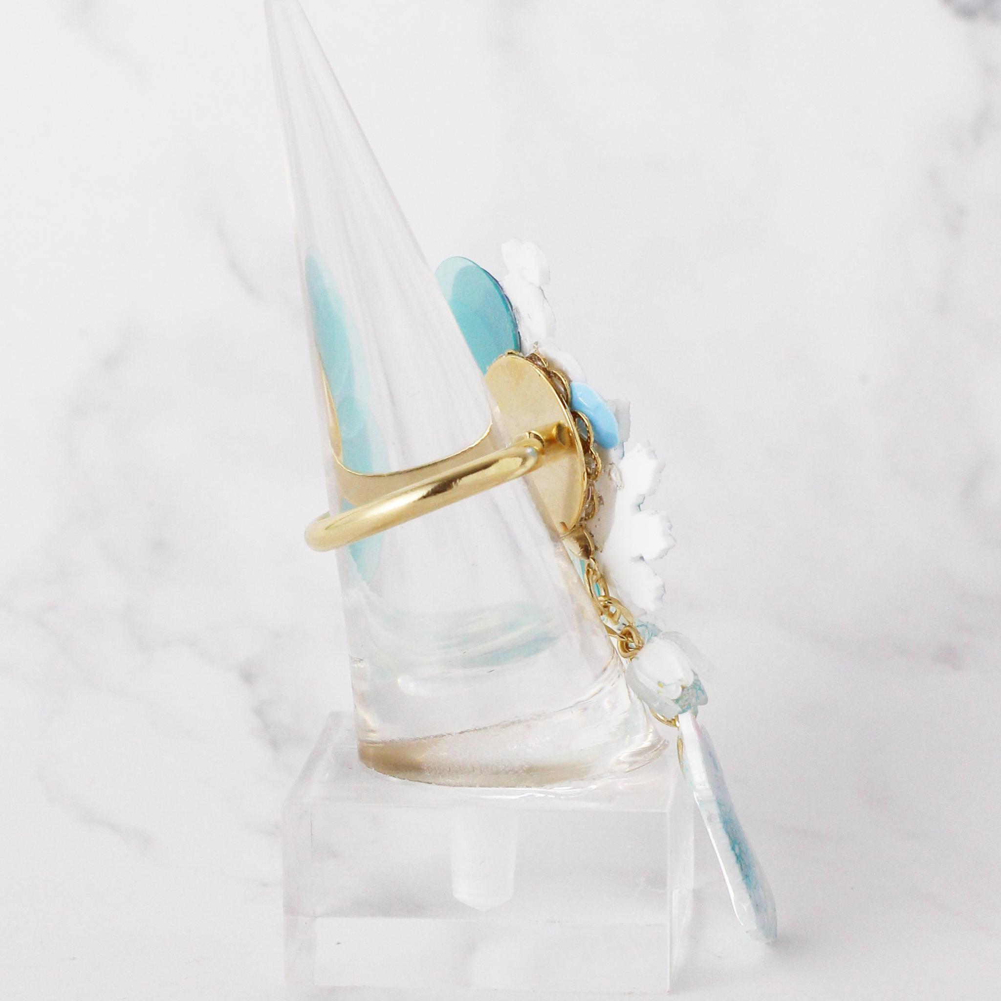 すずらん×ねこ リング｜揺れる鈴蘭と猫のトリックアートアクセサリー | 5枚目