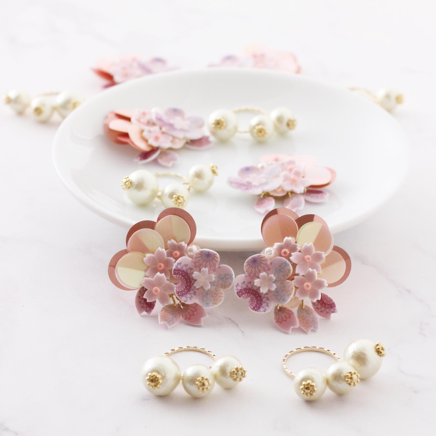 桜×うさぎの2wayピアス・イヤリング｜限定2点｜コットンパール｜春アクセサリー | 3枚目